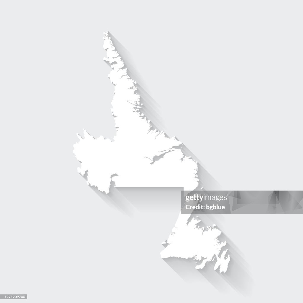 Labrador Map. Simple Newfoundland And Labrador Map With Long Shadow On Blank Background Flat ...