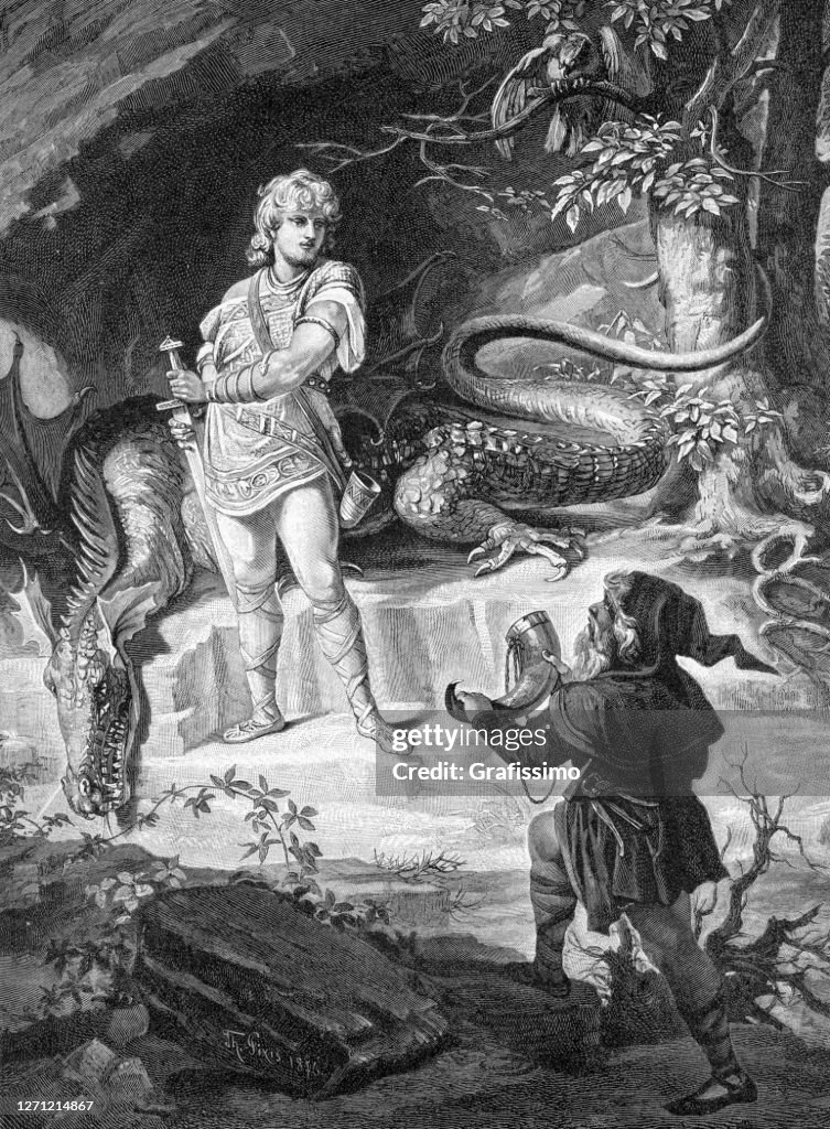 Sigurd and Mime in opera Rheingold 1892