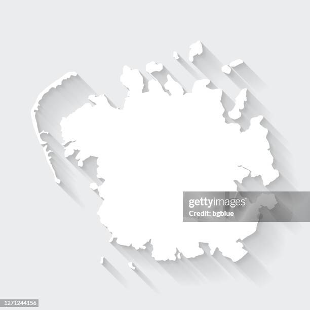 micronesia map with long shadow on blank background - flat design - pohnpei stock illustrations
