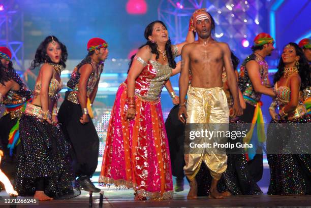 Geeta Kapoor perform with Dharmesh Yelande at the second season dance reality show Dance India Dance grand finale on April 23,2010 in Mumbai,India
