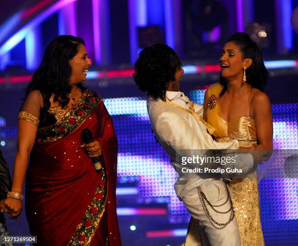 Geeta Kapoor,Terrence Lewis and Shakti Mohan attend the second season dance reality show Dance India Dance grand finale on April 23,2010 in...