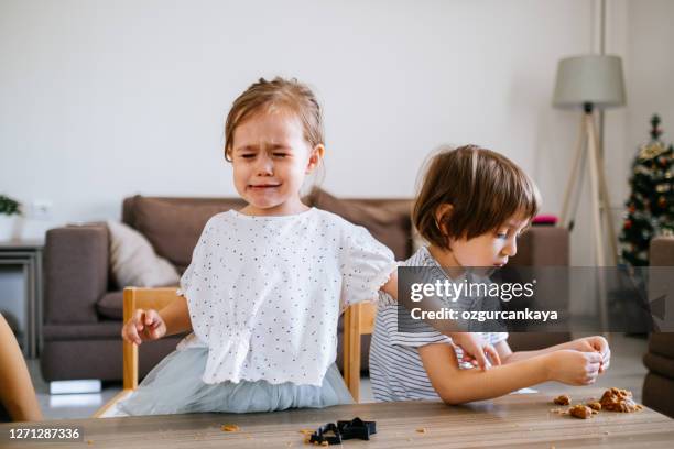 happy family funny kids bake cookies in kitchen - funny girl crying stock pictures, royalty-free photos & images
