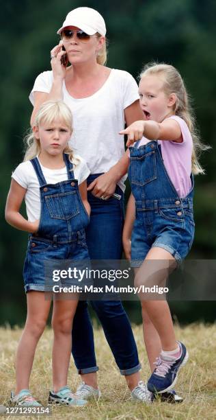 Autumn Phillips and daughters Isla Phillips and Savannah Phillips attend day 1 of the 2019 Festival of British Eventing at Gatcombe Park on August 2,...