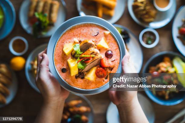thai red duck curry. - piatto descrizione generale foto e immagini stock