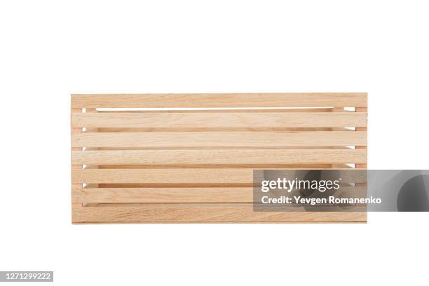 wooden crate isolated on white background - storage basket stock pictures, royalty-free photos & images