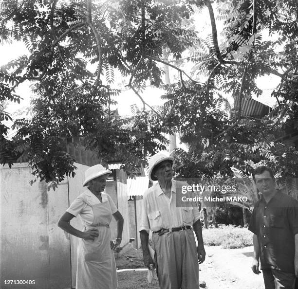 Le philosophe, physicien et théologien, Albert Schweitzer, à Lambaréné au Gabon. 1957.