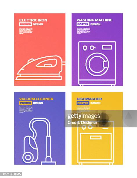 home appliances related modern line style vector illustration - ventilator machine stock illustrations