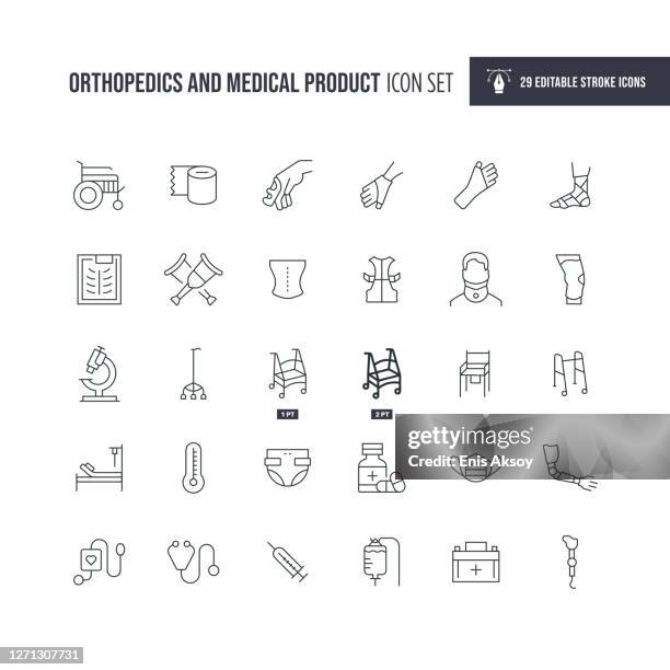 骨科和醫療產品可編輯中風線圖示。 - disabled accessible boarding sign 幅插畫檔、美工圖案、卡通及圖標