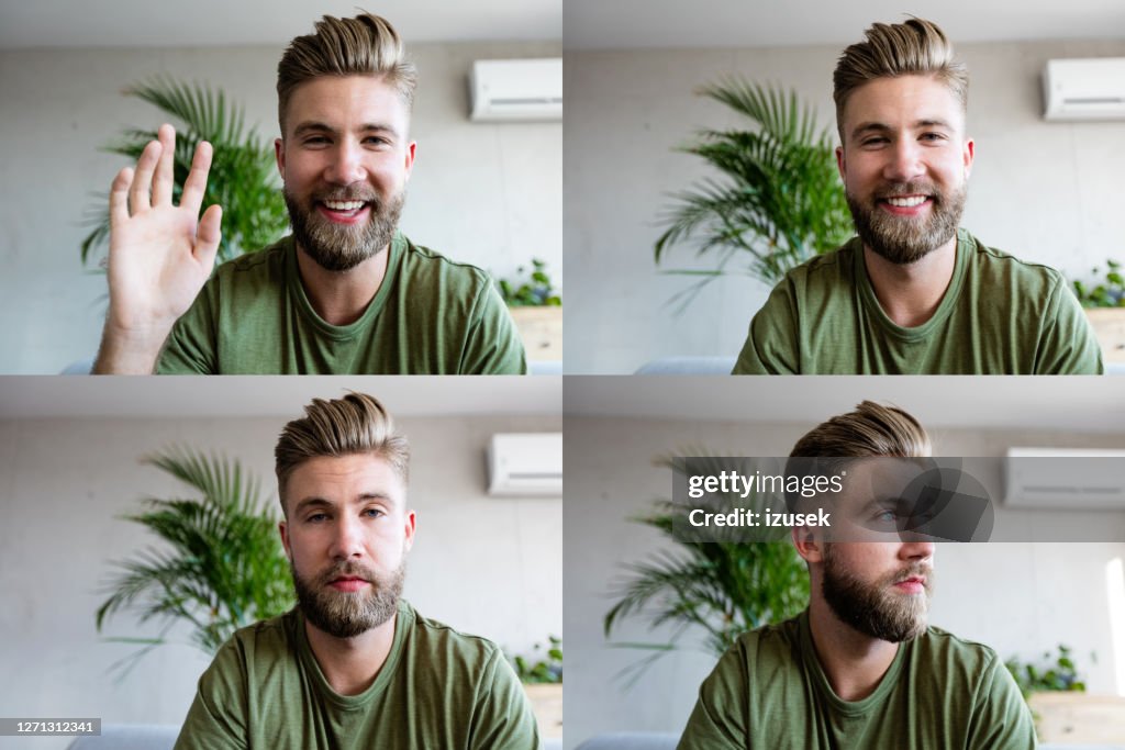 Young man during video call