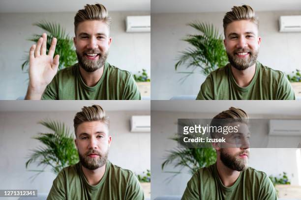 young man during video call - see stock pictures, royalty-free photos & images