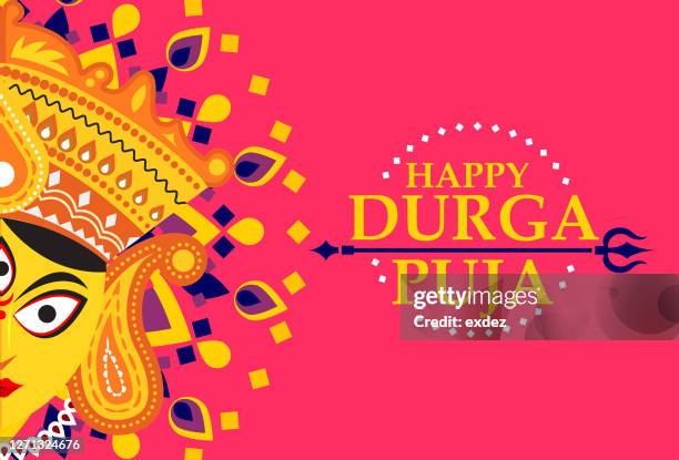 illustrazioni stock, clip art, cartoni animati e icone di tendenza di durga puja - durga