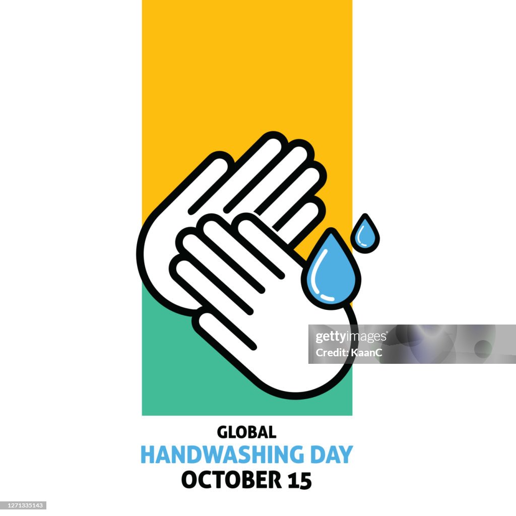 Concepto del Día Mundial del Lavado de Manos, ilustración de acciones del 15 de octubre