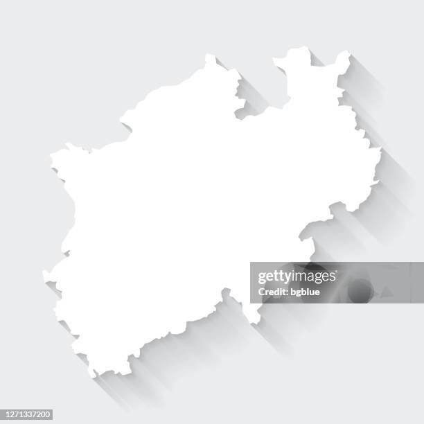 north rhine-westphalia map with long shadow on blank background - flat design - cologne stock illustrations