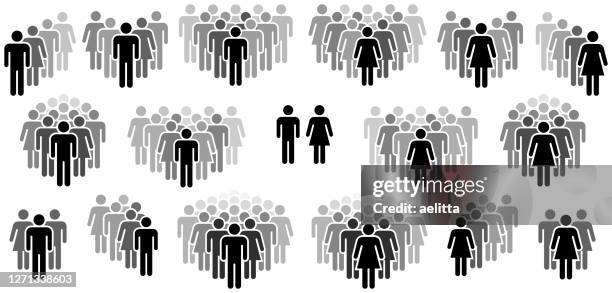 vector illustration of group of stylized people. - black businesswoman stock illustrations