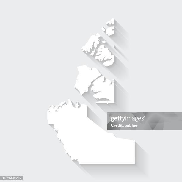 northwest territories map with long shadow on blank background - flat design - yellowknife stock illustrations