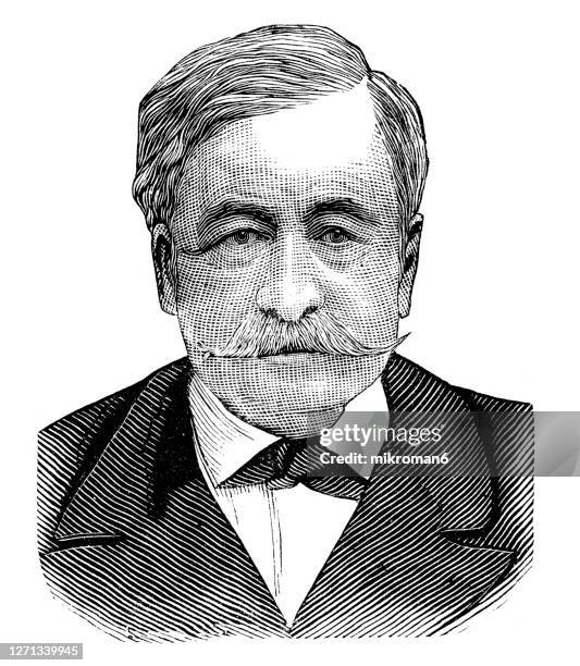 portrait of ferdinand de lesseps who was a french diplomat and the developer of the suez canal - ambassador illustration stock pictures, royalty-free photos & images