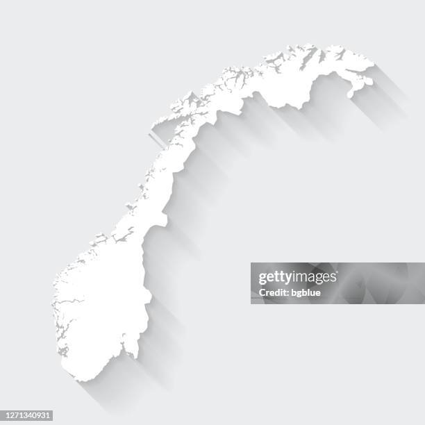 norway map with long shadow on blank background - flat design - oslo stock illustrations