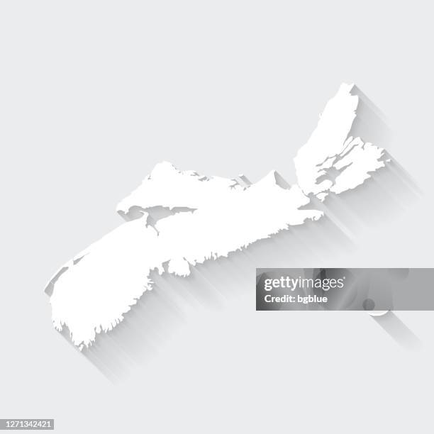 nova scotia map with long shadow on blank background - flat design - halifax nova scotia stock illustrations