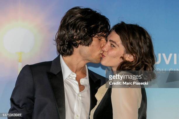 Director Grear Patterson and wife Steffy Argelich attend "Giants Being Lonely" photocall at the 46th Deauville American Film Festival on September...