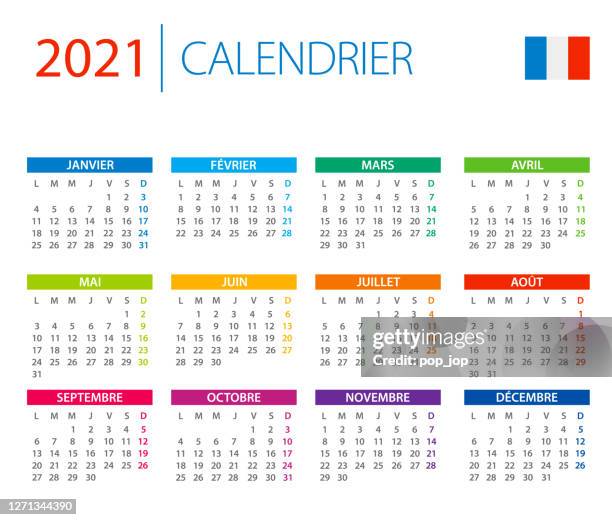 calendar 2021 france - color vector illustration. french language version - march calendar 2020 stock illustrations