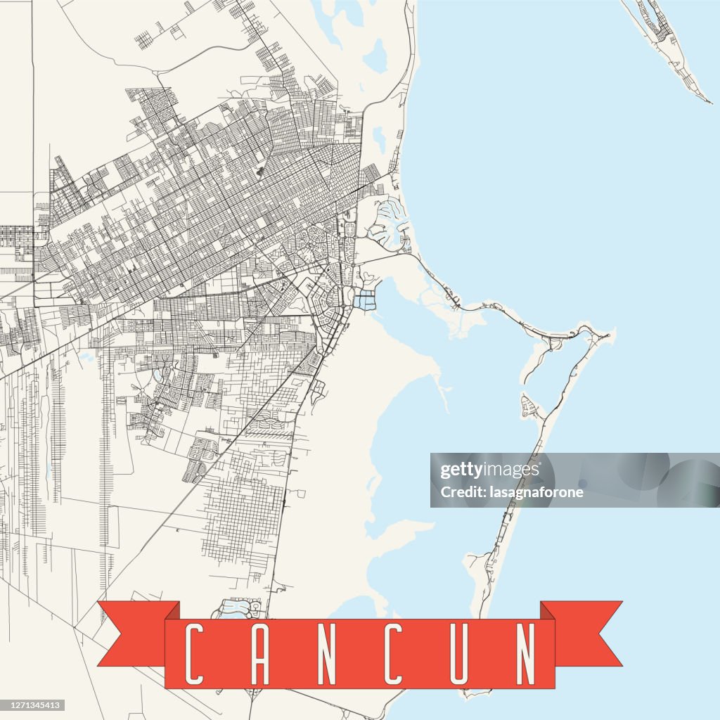 Cancun, Mexico Vector Map