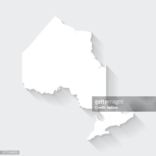 ontario map with long shadow on blank background - flat design - ontario canada stock illustrations