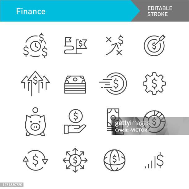 finance icons - line series - editable stroke - cash flow stock illustrations