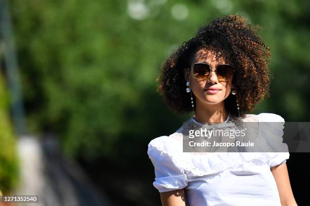 Nathalie Emmanuel is seen arriving at the Excelsior during the 77th Venice Film Festival on September 08, 2020 in Venice, Italy.
