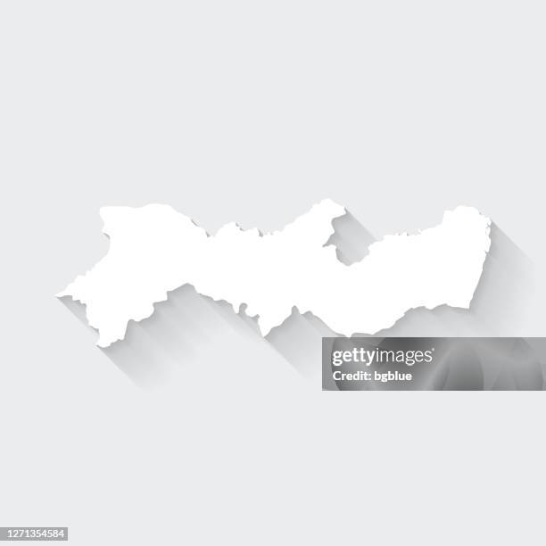 pernambuco map with long shadow on blank background - flat design - pernambuco state stock illustrations