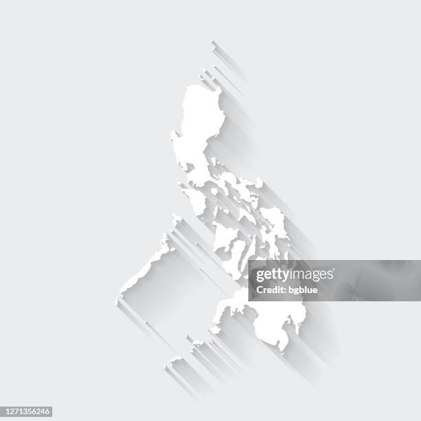 ilustraciones, imágenes clip art, dibujos animados e iconos de stock de mapa de filipinas con sombra larga sobre fondo en blanco - diseño plano - philippines