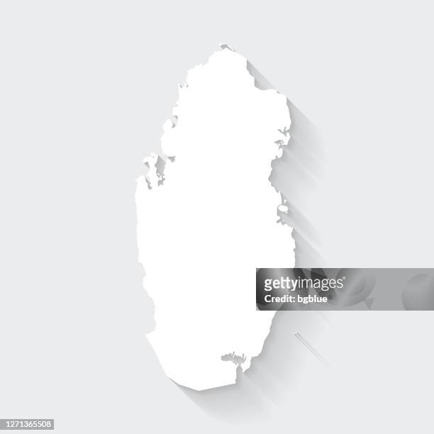 qatar map with long shadow on blank background - flat design - qatar stock illustrations