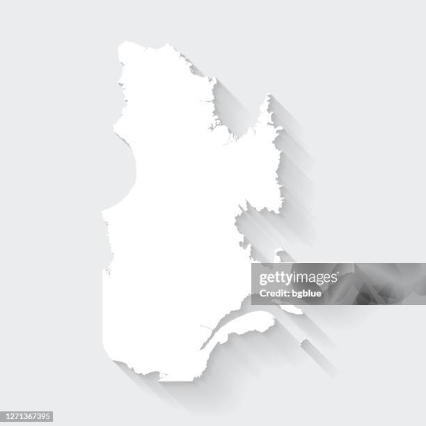 quebec map with long shadow on blank background - flat design - quebec stock illustrations