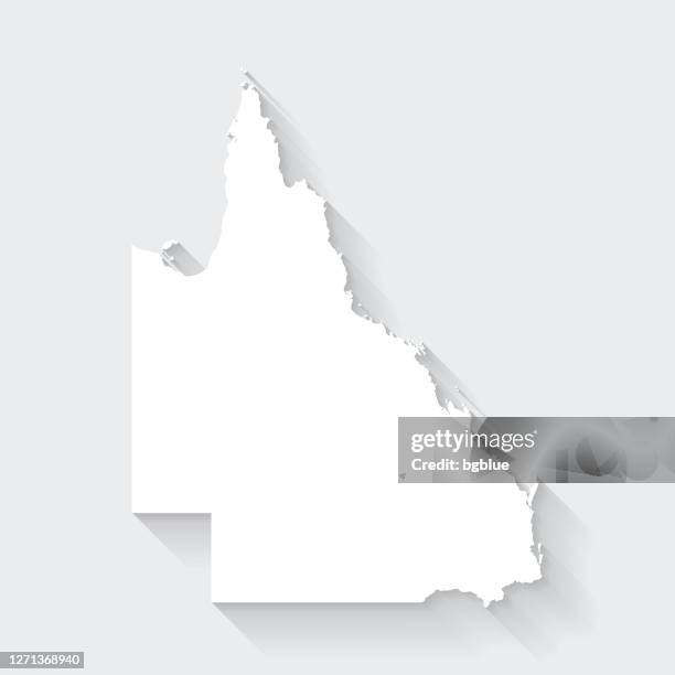 queensland map with long shadow on blank background - flat design - queensland stock illustrations