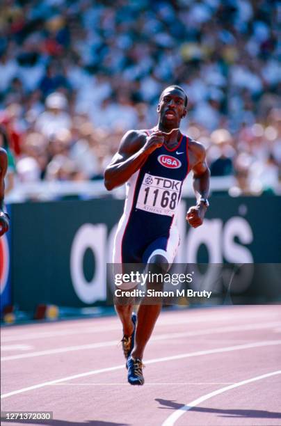 Michael Johnson of the U.S.A. During the heats for the Men's 400m at The 6th IAAF World Athletics Championships at the Olympic Stadium. August 3th...