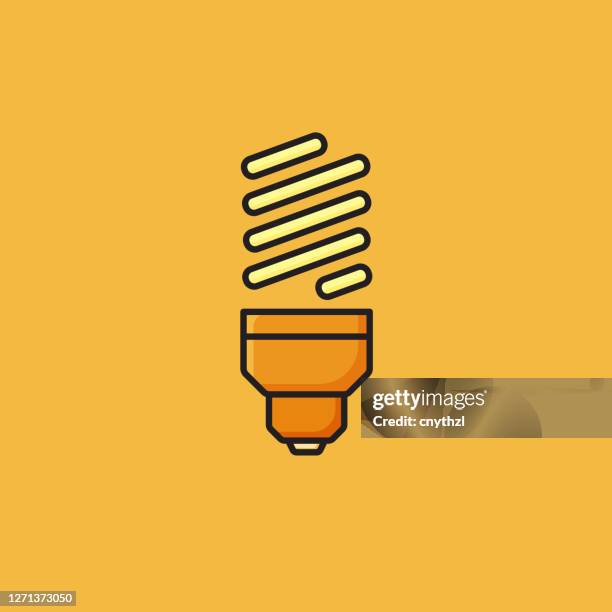flat line design style led lightbulb icon, outline symbol vector illustration - led light bulb stock illustrations