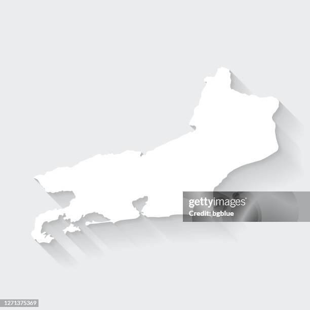 rio de janeiro map with long shadow on blank background - flat design - rio de stock illustrations