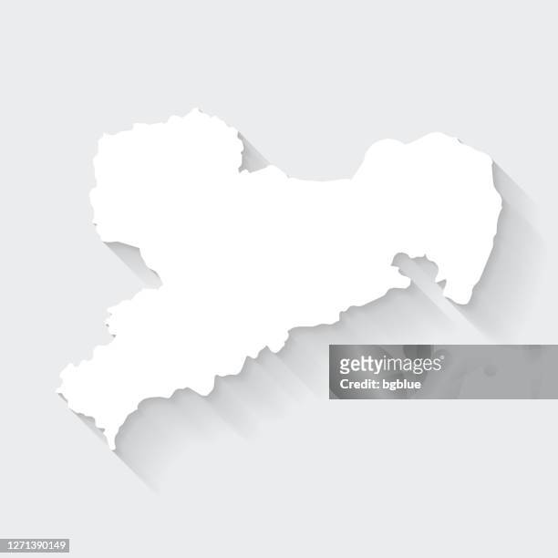 saxony map with long shadow on blank background - flat design - saxony stock illustrations