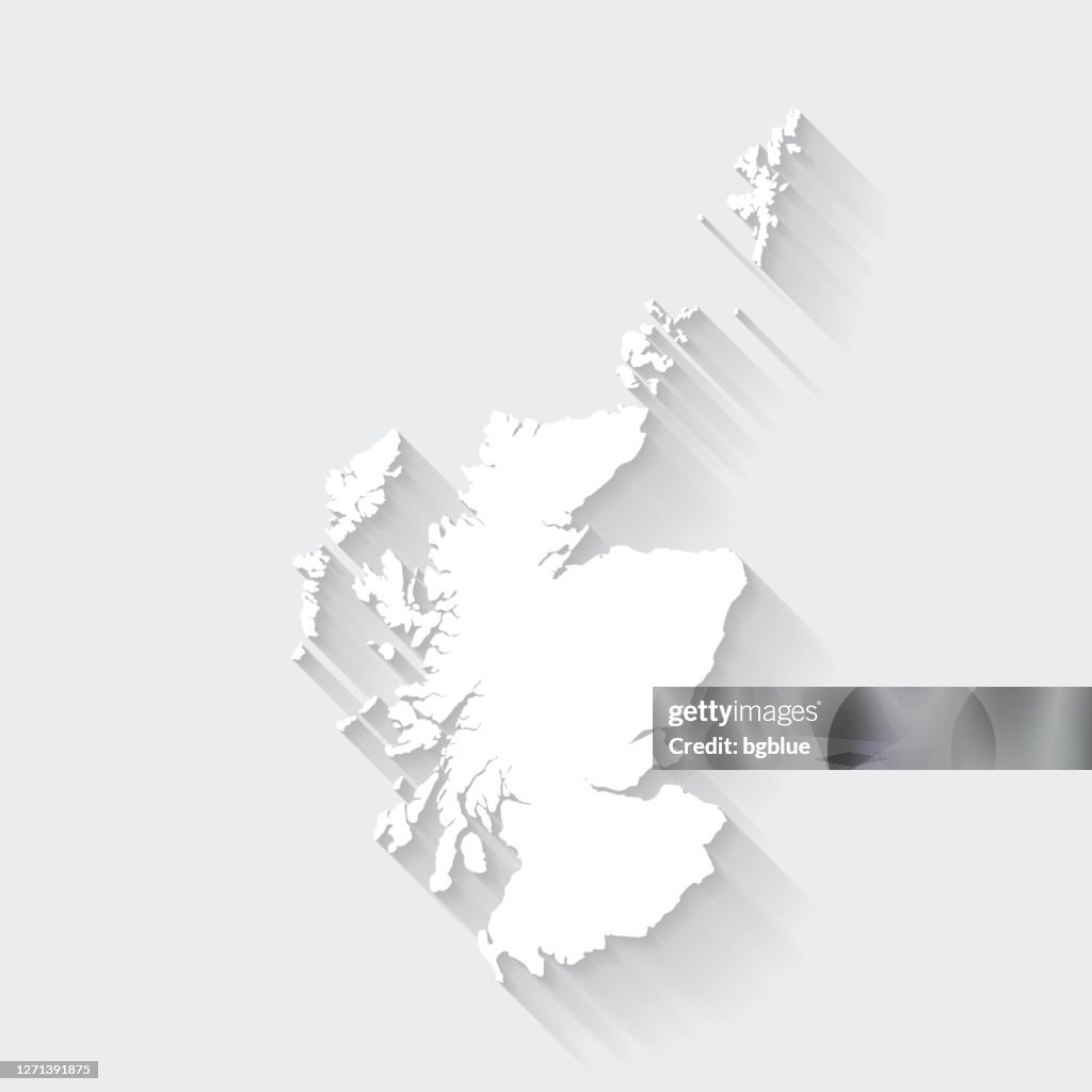 Scotland Layout Scotland Map With Long Shadow On Blank Background Flat Design High-Res ...