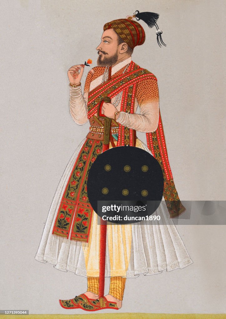 A Rajput Costume Of Indian Rajput Turban Shield Sword Sash India High-Res Vector ...
