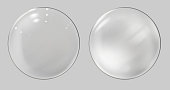 Realistic glass sphere. Transparent ball, realistic bubble