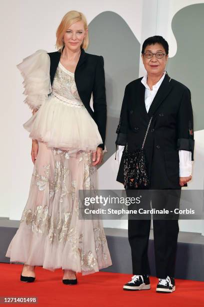 Cate Blanchett and Director Ann Hui walk the red carpet ahead of the movie "Di Yi Lu Xiang" at the 77th Venice Film Festival on September 08, 2020 in...
