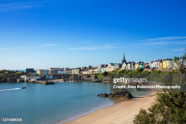 tenby town in wales - beach town stock pictures, royalty-free photos & images