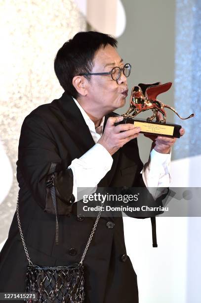 Ann Hui poses with her the Golden Lion For Lifetime Achivement Award Ceremony at the 77th Venice Film Festival on September 08, 2020 in Venice, Italy.