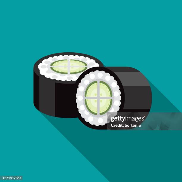 gurke sushi-ikone - hosomaki stock-grafiken, -clipart, -cartoons und -symbole