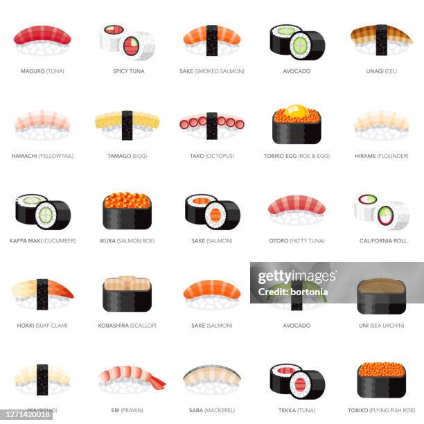sushi icon set - hosomaki stock-grafiken, -clipart, -cartoons und -symbole
