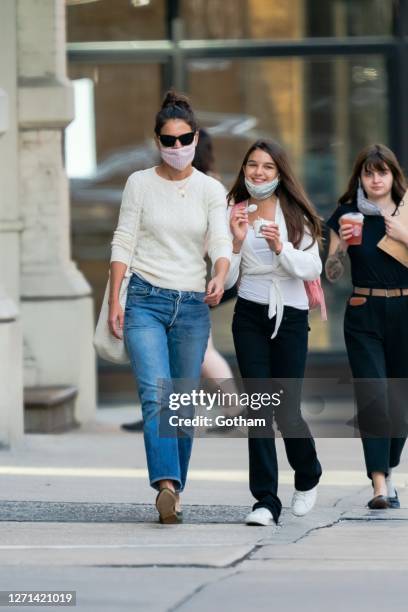 Katie Holmes and Suri Cruise are seen on September 08, 2020 in New York City.