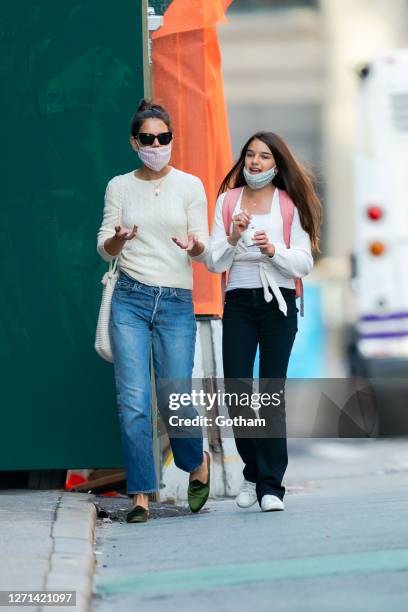 Katie Holmes and Suri Cruise are seen on September 08, 2020 in New York City.