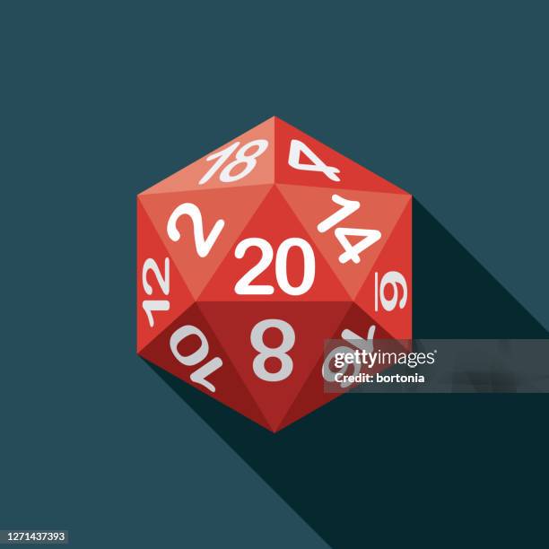 d20 dice role playing game icon - throwing dice stock illustrations