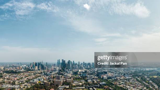 melbourne skyline - melbourne aerial view stockfoto's en -beelden