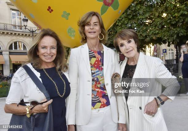 Eleonore de la Rochefoucauld, Rose de Ganay and Yagel Didier attend "Bouquet du Coeur" Sculpture By Rose De Ganay : Unvelling Hosted By Carla Arigoni...